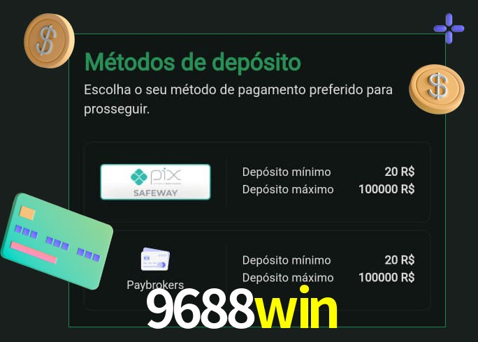 O cassino 9688win oferece uma grande variedade de métodos de pagamento